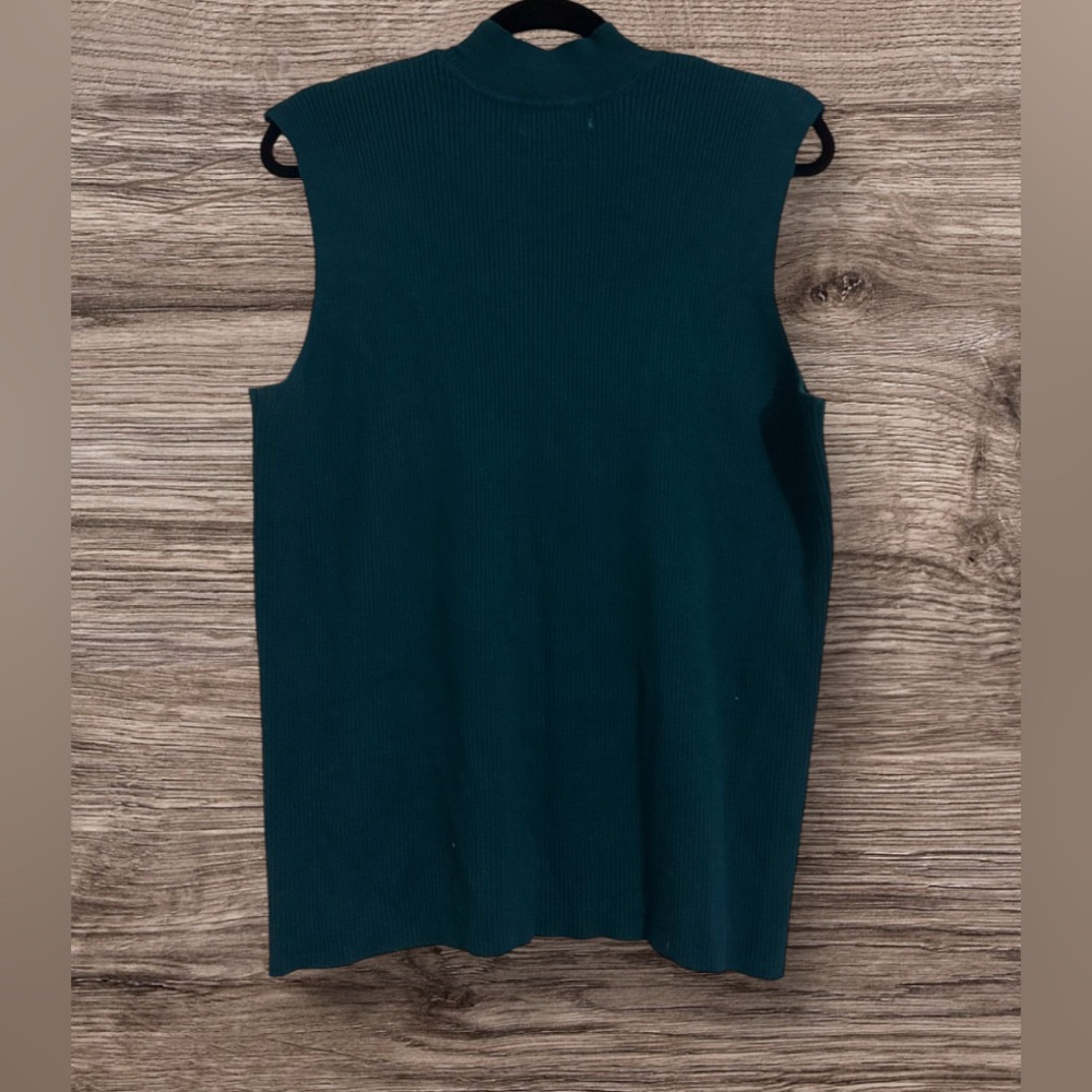 JM Women Collection by Jenifer Moore Ribbed Knit Teal Mock Neck Tank Top - Picture 2 of 5